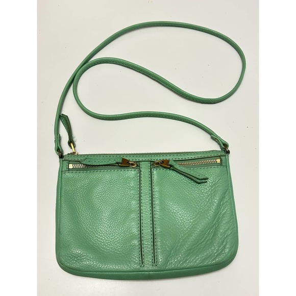 FOSSIL leather crossbody bag mint green front pockets - Picture 1 of 7